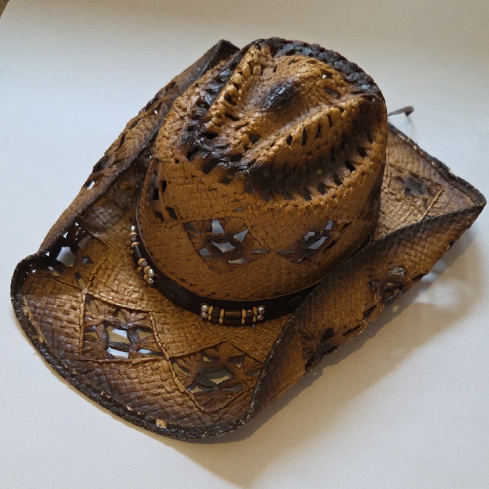 Brown Leather Cowboy Hat